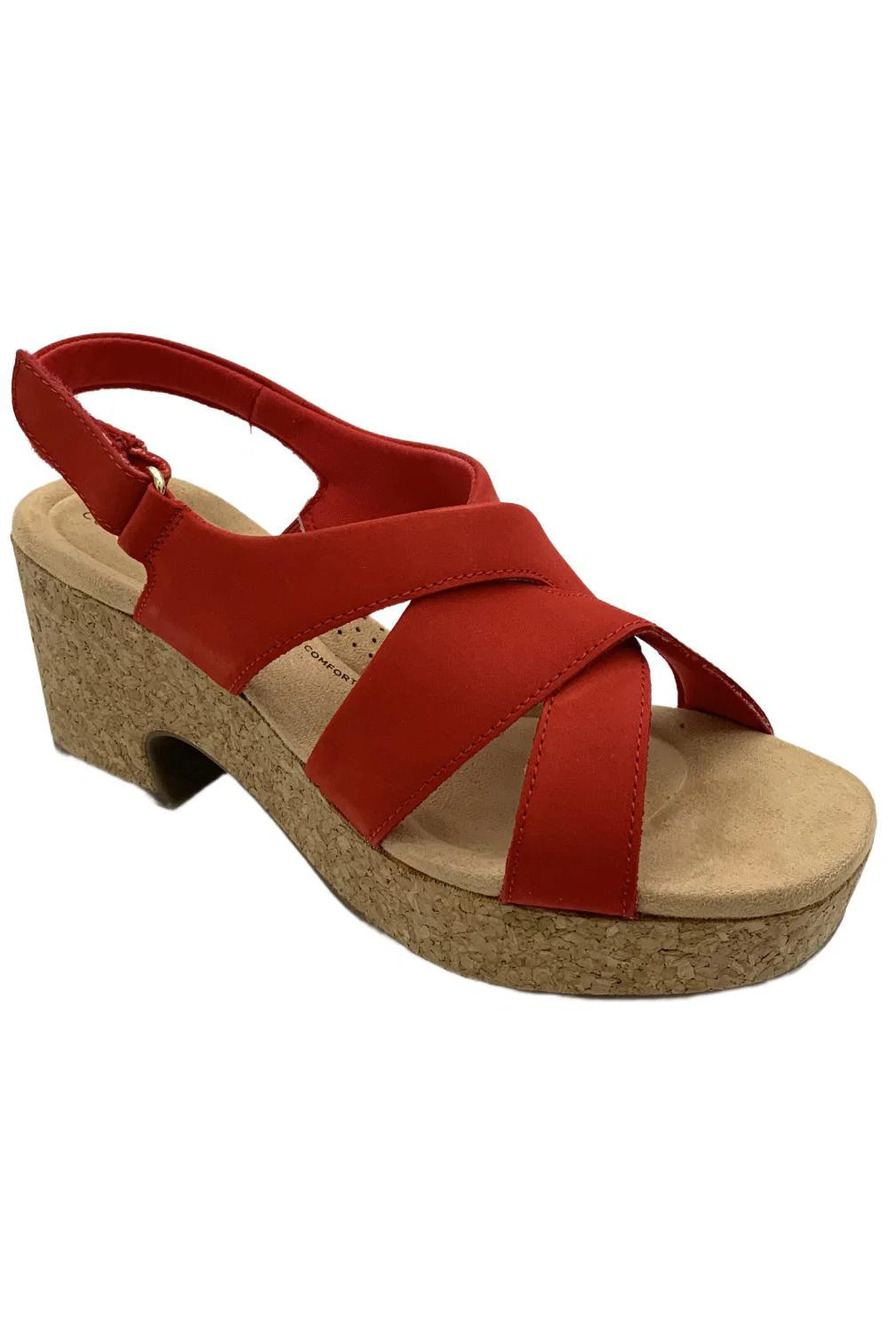 Clarks Collection Women's Nerisa Grace Wedge Sandal Cherry - Wide